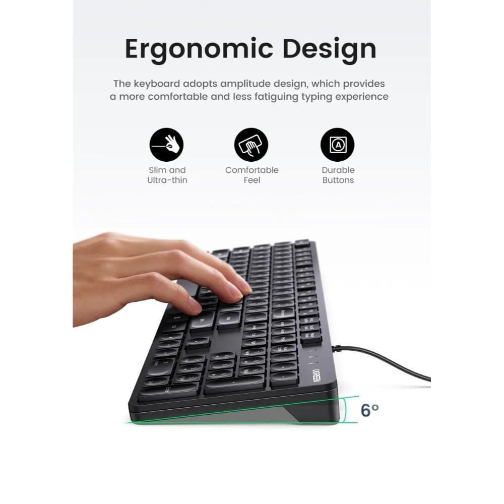 UGREEN USB Wired Keyboard wired - Chocolate Membrane keyboard / 90875 - متجر نصر