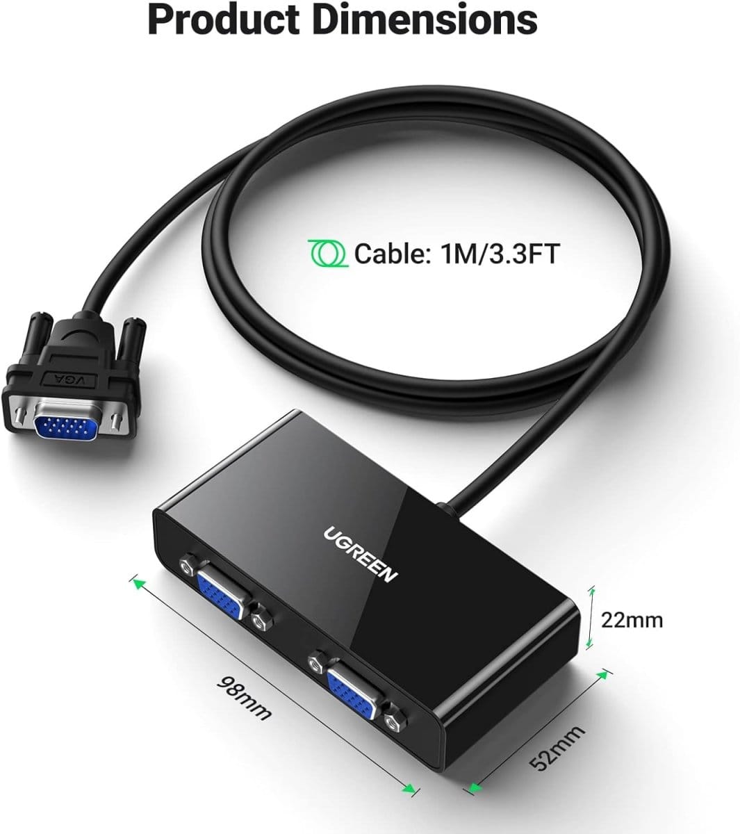 UGREEN VGA Male 2 Female Video Splitter Cable / 20918 - متجر نصر