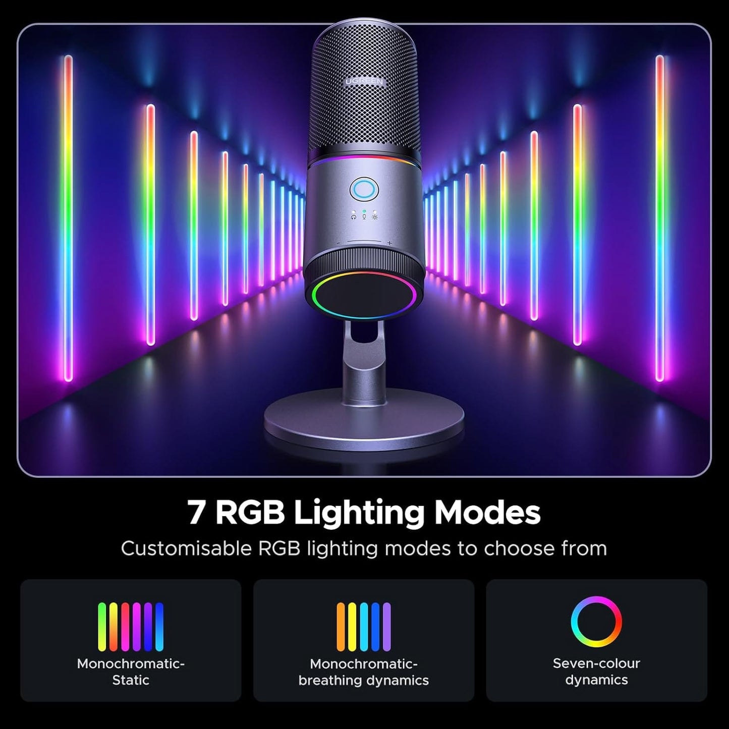ميكروفون ألعاب يو جرين USB بإضاءة RGB - CM769 - 35629 - متجر نصر