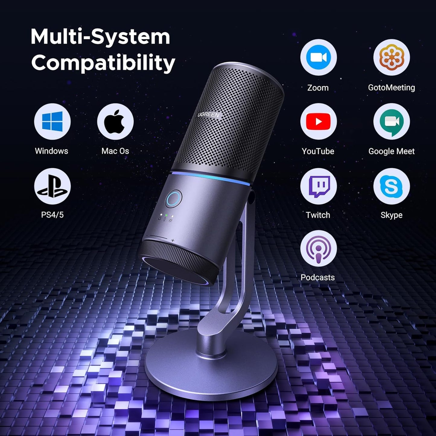 ميكروفون ألعاب يو جرين USB بإضاءة RGB - CM769 - 35629 - متجر نصر