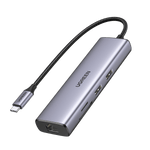 UGREEN 7-in-1 USB-C Hub 4K@30Hz HDMI, Gigabit Ethernet, 2x USB 3.0, SD/TF, 100W PD Gray | CM512