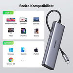 UGREEN 7-in-1 USB-C Hub 4K@30Hz HDMI, Gigabit Ethernet, 2x USB 3.0, SD/TF, 100W PD Gray | CM512