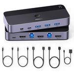 UGREEN HDMI 2.0 KVM Switch 2 In 1 Out 4K@60Hz, 2 Computers Share 1 Monitor and 4 USB 3.0 Ports | CM664