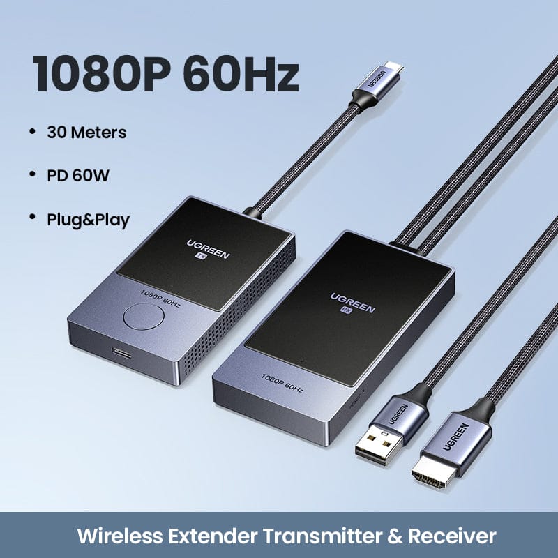 UGREEN-C Wireless HDMI Transmitter and Receiver 30m 1080P@60Hz, USB-C to HDMI 5GHz with PD 60W | CM737 - متجر نصر