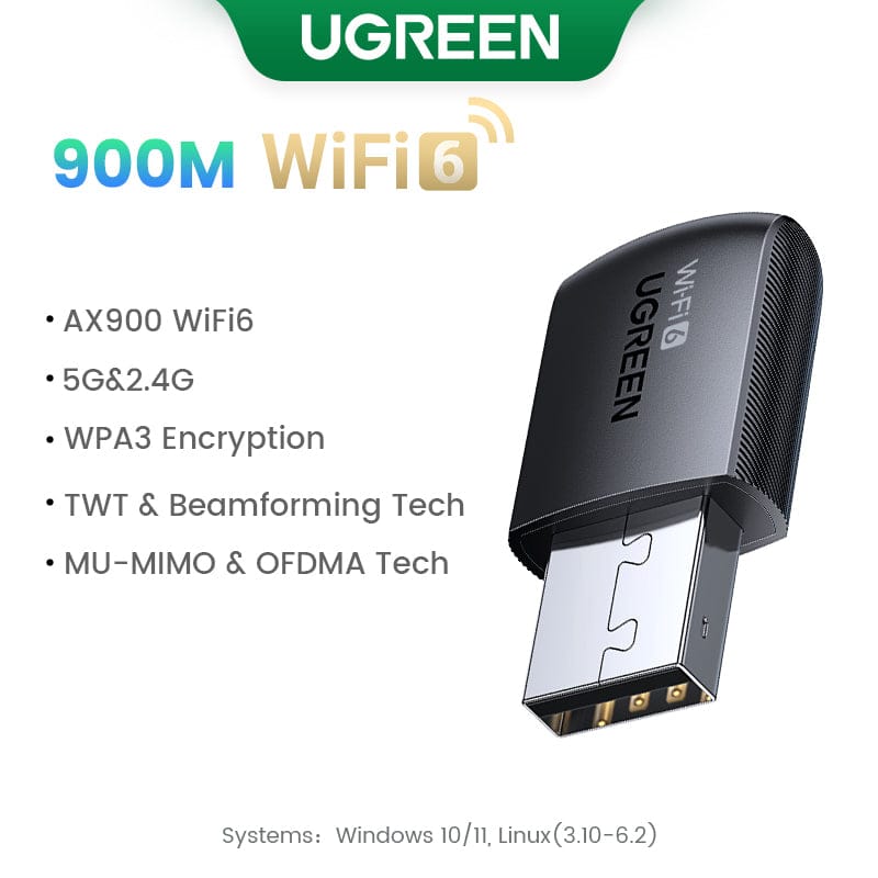 UGREEN-C AX900 Wi-Fi 6 USB Adapter Dual Band Mini Black | CM762 - متجر نصر