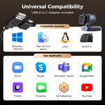 UGREEN 4K Webcam with Dual Microphones, Auto Focus and Privacy Cover Gray | CM831
