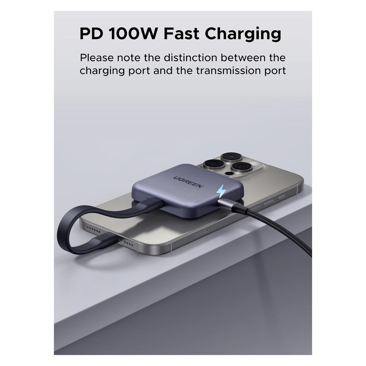 UGREEN-C Magnetic 3-in-1 USB-C SD 4.0 Card Reader 312MB/s with 100W PD Charging Space Gray | CM898 - متجر نصر