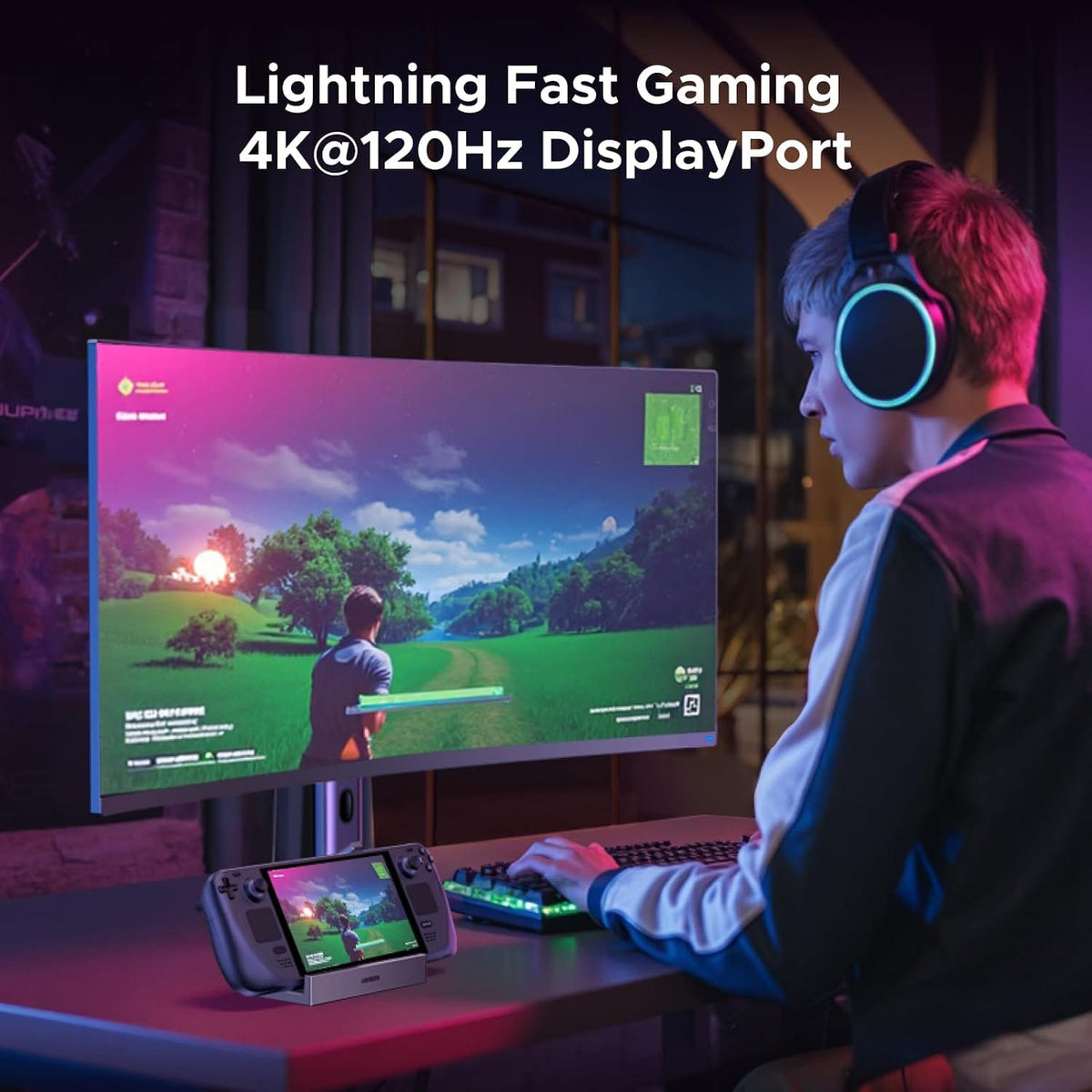 محطة إرساء يوجرين 9 في 1، محول متعدد المنافذ، 4K120Hz DP، شحن سريع 100 واط، جيجابت إيثرنت | 55733 - متجر نصر