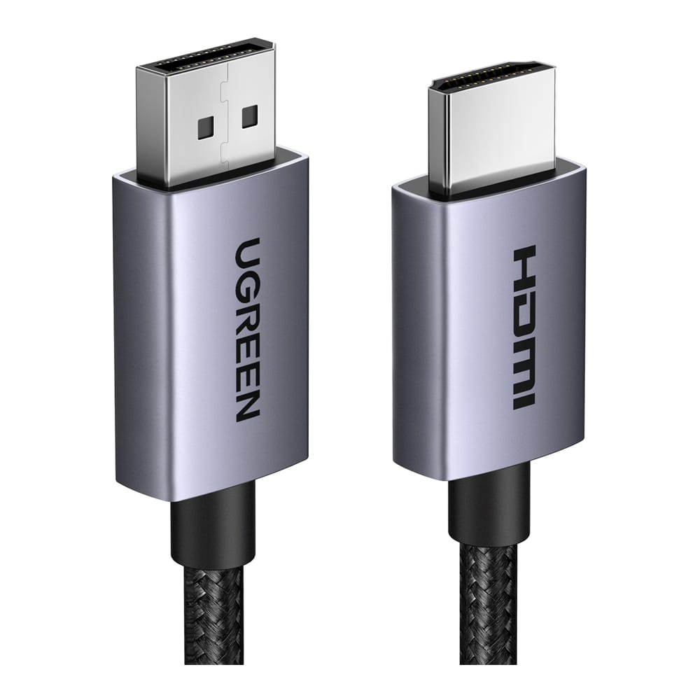 UGREEN-C DisplayPort to HDMI Cable 4K@30Hz Uni-Directional, Nylon Braided Black | DP125 - متجر نصر