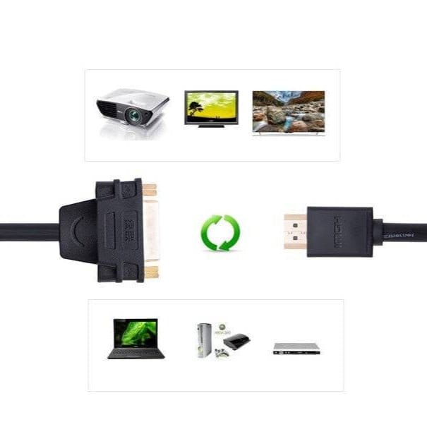 UGREEN HDMI Male to DVI Female Adapter Cable 22cm (Black) / 20136 - متجر نصر