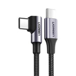 UGREEN Mobile Phone Accessories 1 Meter #50123 UGREEN USB-C  2.0 Male To Angled USB-C 2.0 Male 3A Data Cable(90°Angle) /US255