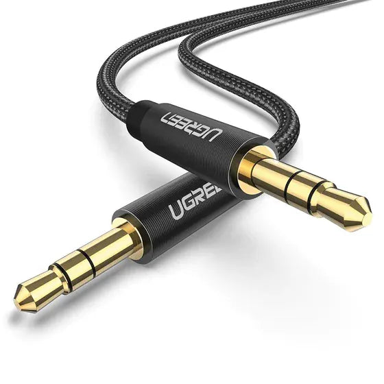 UGREEN-C 3.5mm Male to Male AUX Cable Gold Plated Metal Case with Braid | AV112 - Acc - متجر نصر