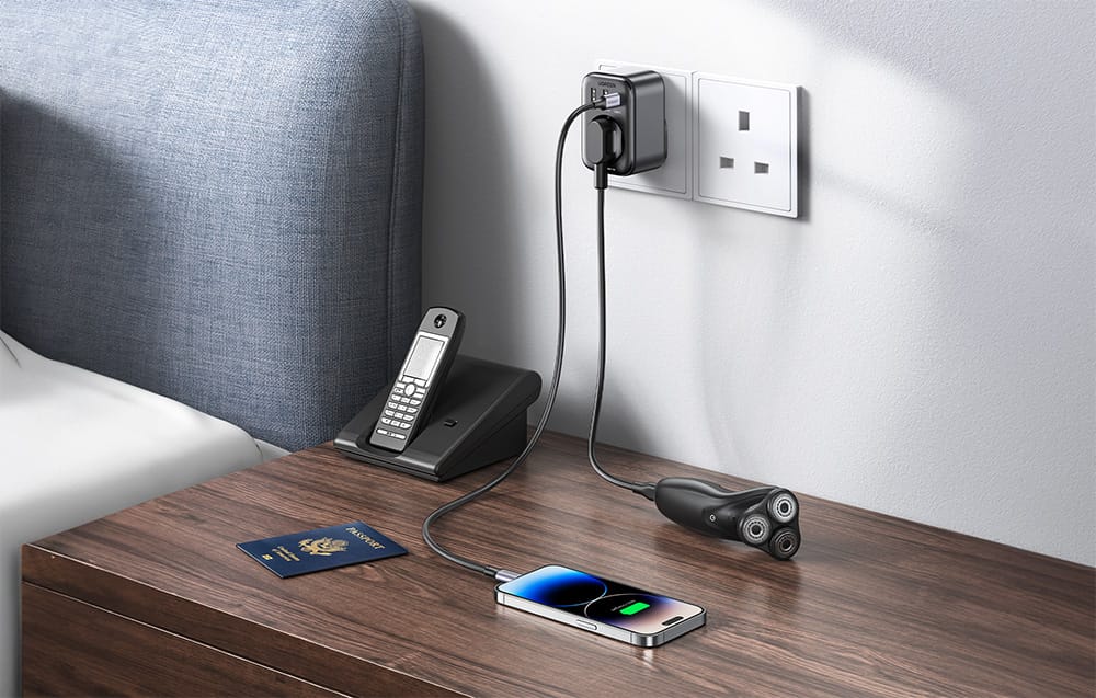 15261 / UGREEN - Outlet Extender Converter (1 AC Outlets+ 30W 2A1C) UK Socket and EU Plug - متجر نصر