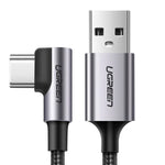 UGREEN Mobile Phone Accessories 3Meter #70255 UGREEN Angled USB-C Male To USB2.0 A Male 3A Data Cable(90°Angle) (Black)| US284