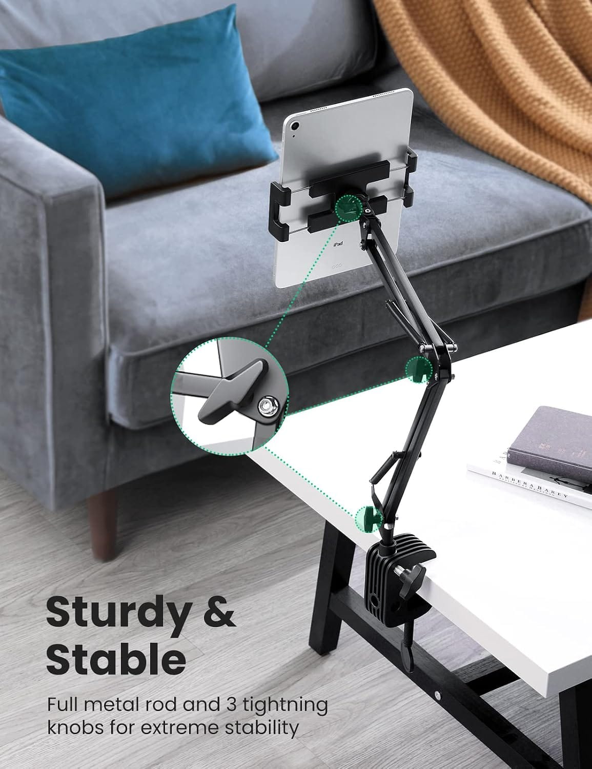 UGREEN-C Tablet and Phone Holder with Folding Long Arm and Desk Clamp Black | LP142 - Acc - متجر نصر