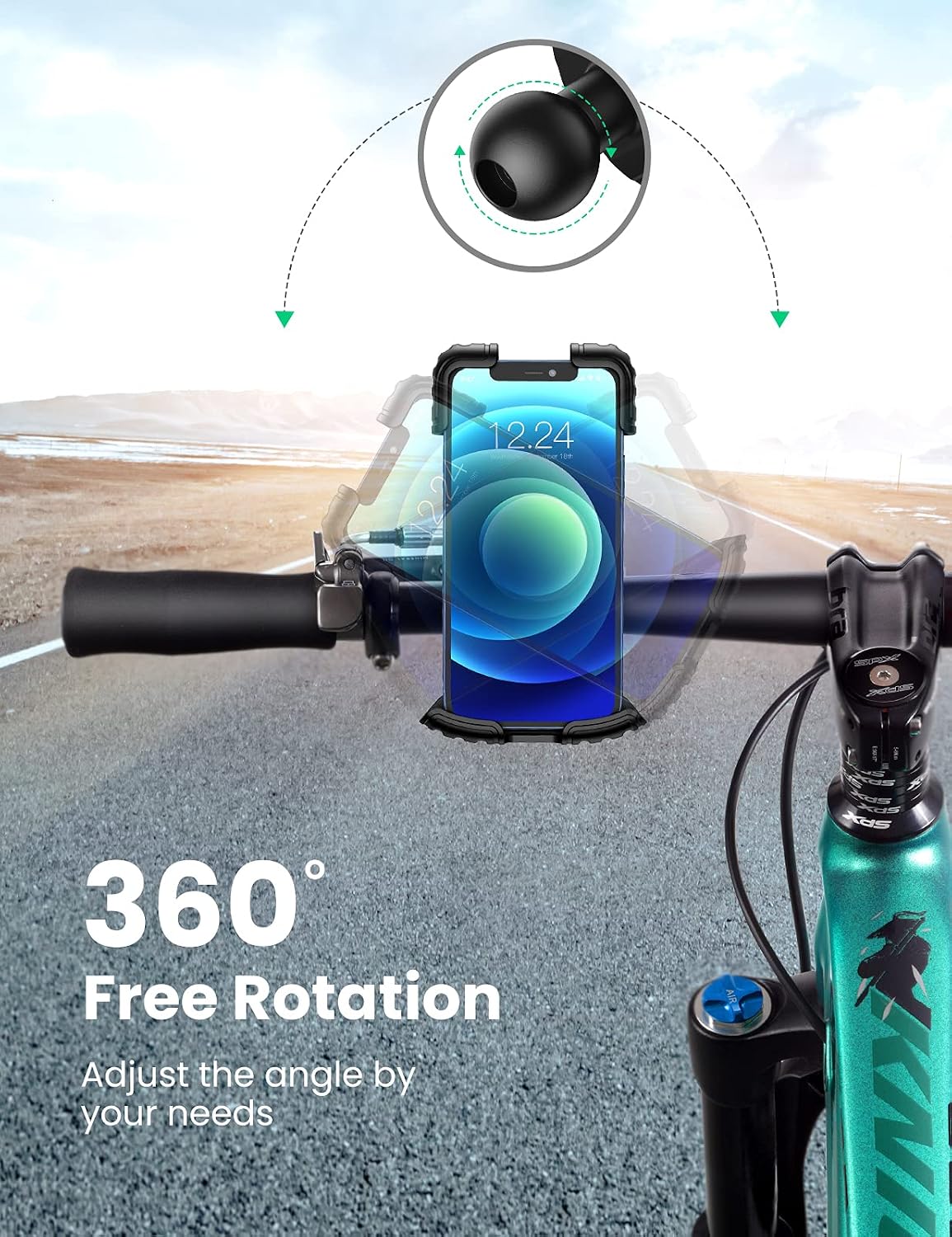 UGREEN-C Bike & Motorcycle Phone Mount 360° Rotation with Security Lock Black | LP494 - Acc - متجر نصر