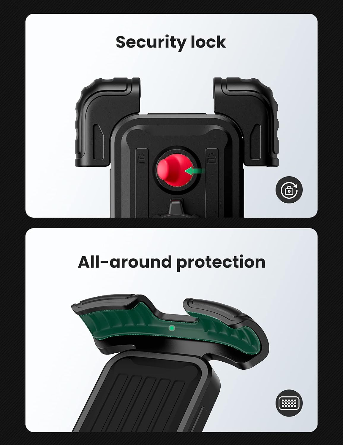 UGREEN-C Bike & Motorcycle Phone Mount 360° Rotation with Security Lock Black | LP494 - Acc - متجر نصر