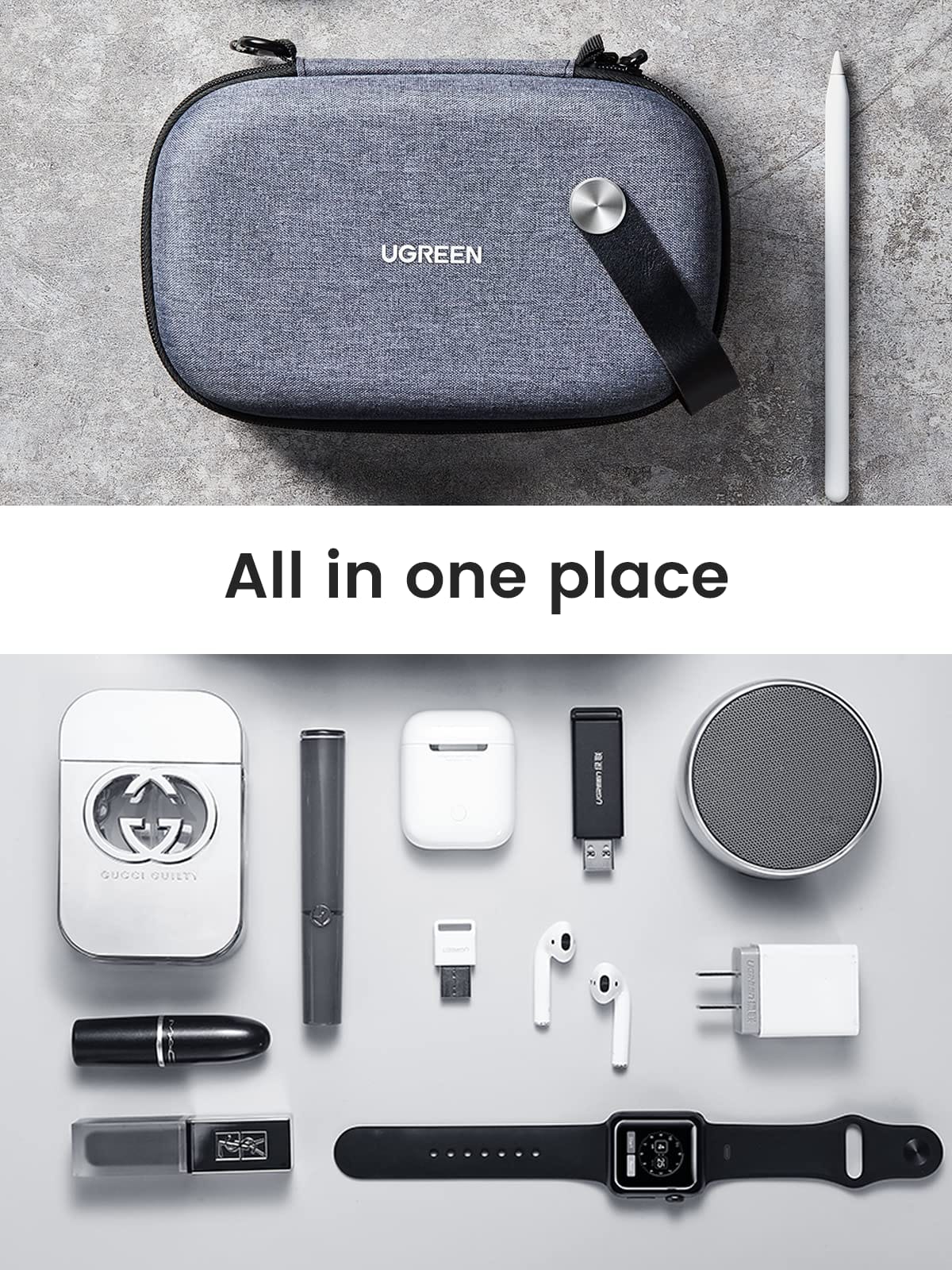 UGREEN-C Hard Shell Travel Case for Electronic Accessories Gray | LP152 - Acc - متجر نصر