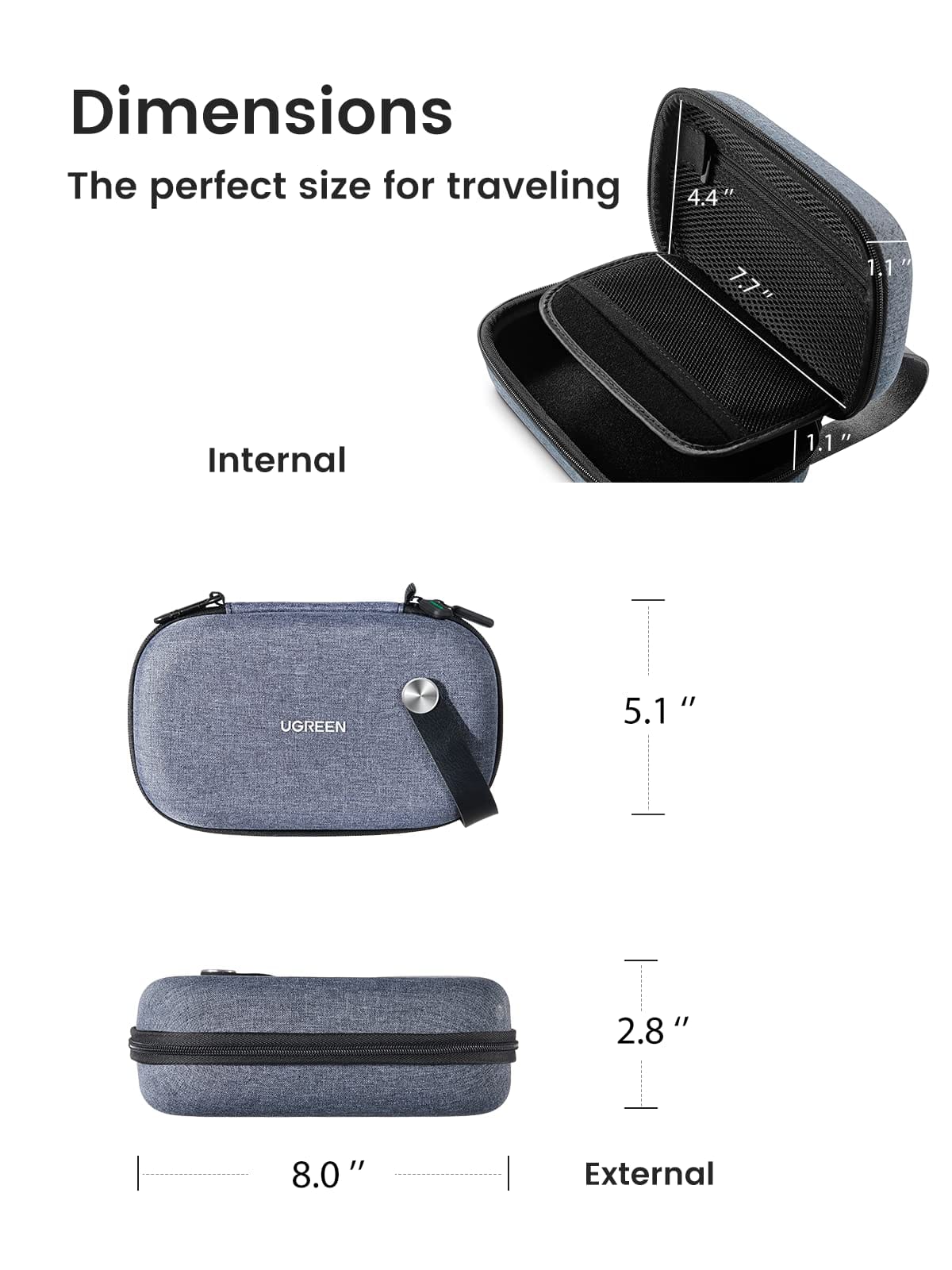 UGREEN-C Hard Shell Travel Case for Electronic Accessories Gray | LP152 - Acc - متجر نصر