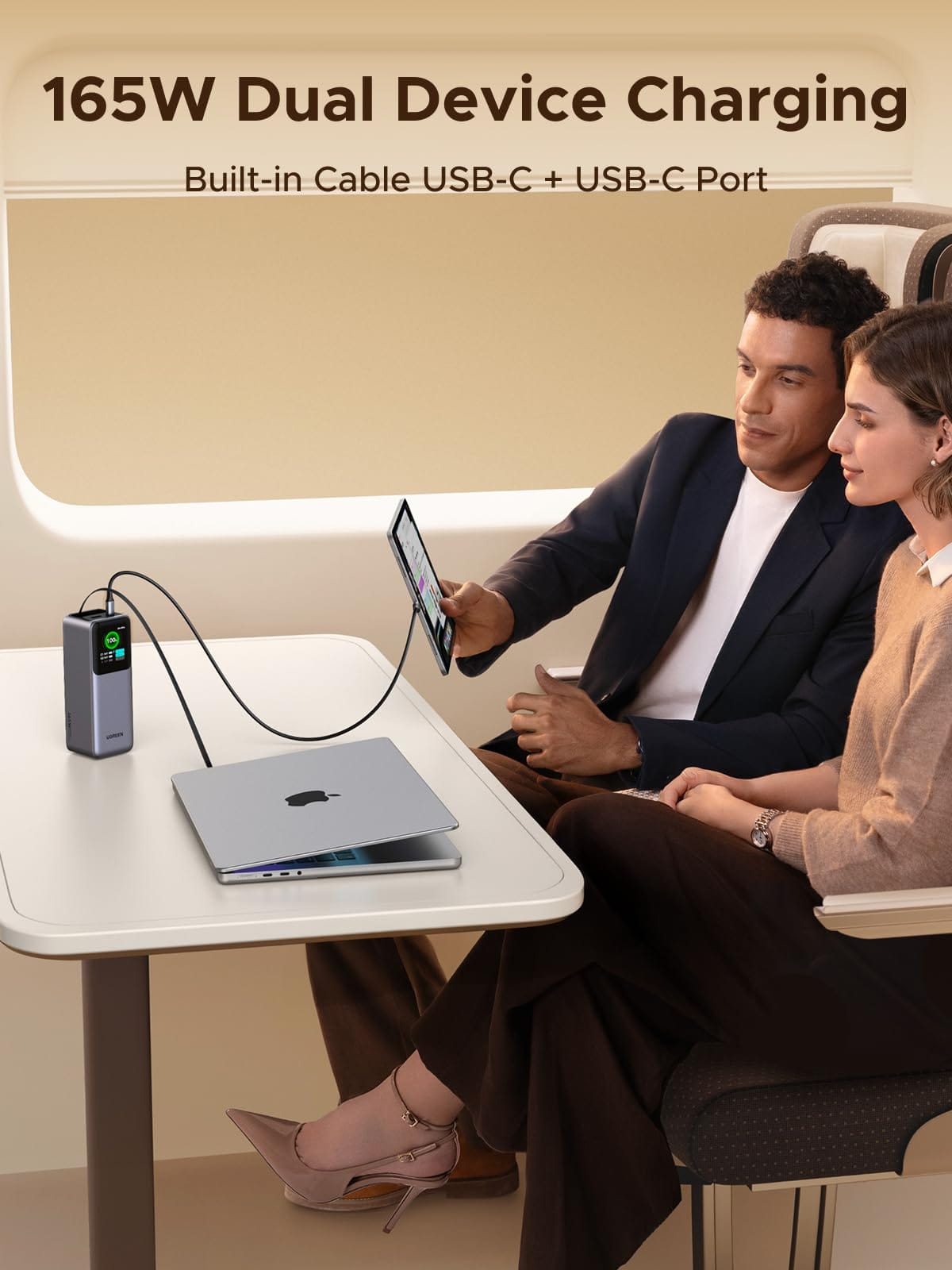 UGREEN-C Nexode Power Bank 20000mAh 165W with Retractable USB-C Cable Gray | PB726 - Acc - متجر نصر
