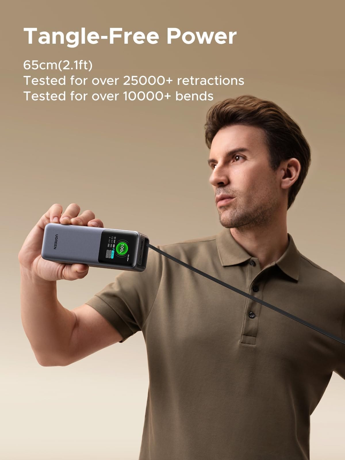 UGREEN-C Nexode Power Bank 20000mAh 165W with Retractable USB-C Cable Gray | PB726 - Acc - متجر نصر