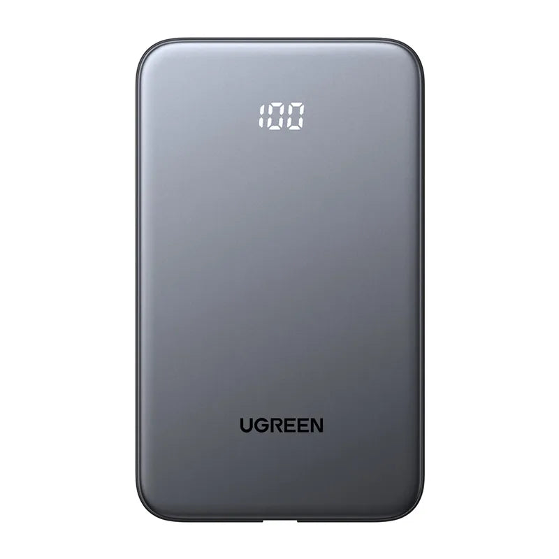 UGREEN-C Power Bank 10000mAh 20W with Built-in USB-C Cable and Digital Display Gray | PB526 - Acc - متجر نصر