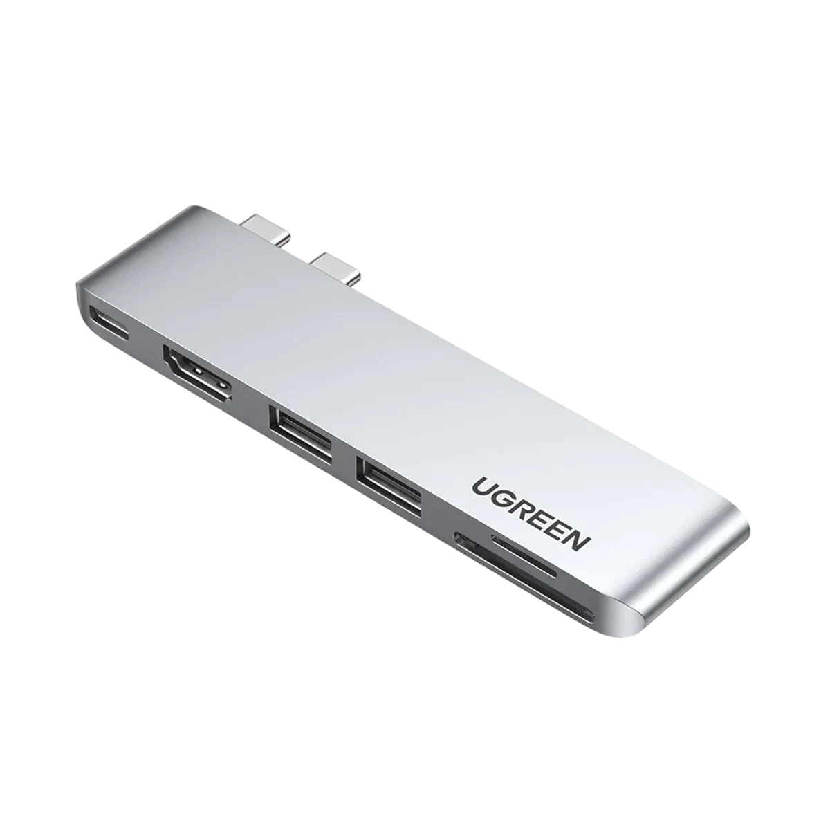 UGREEN-C 6-in-2 USB-C Hub for MacBook Air & Pro with Thunderbolt 3 100W, 4K HDMI and SD/microSD Gray | CM380 - Acc - متجر نصر