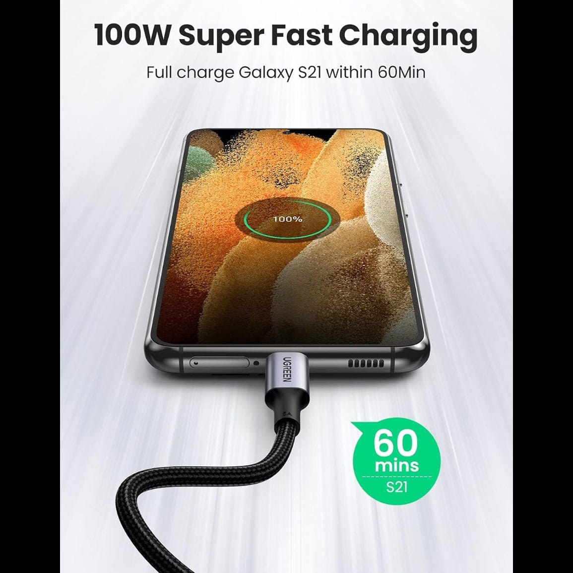 UGREEN 100W Right Angle USB C to USB C Fast Charging Cable / US334 - متجر نصر