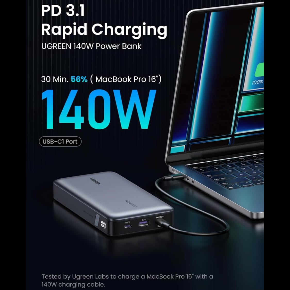 UGREEN 145W | 25000mAh for Laptop-3 Ports Power Bank | 90597A - متجر نصر