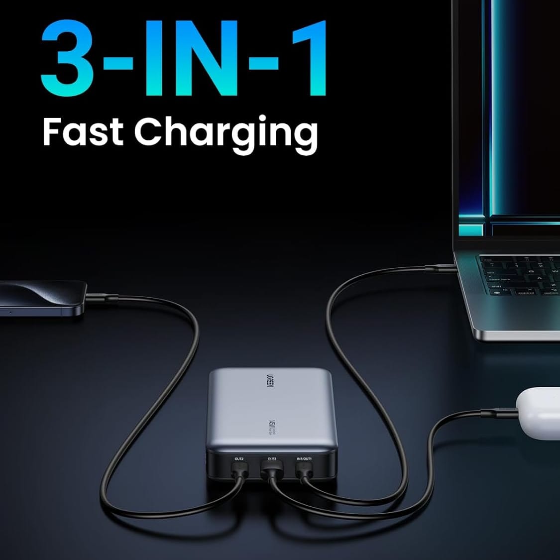UGREEN 145W | 25000mAh for Laptop-3 Ports Power Bank | 90597A - متجر نصر