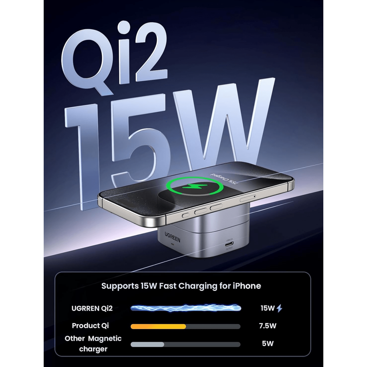 UGREEN 2-in-1 Qi2 Magnetic Foldable Fast Charging Station | 35316 - متجر نصر