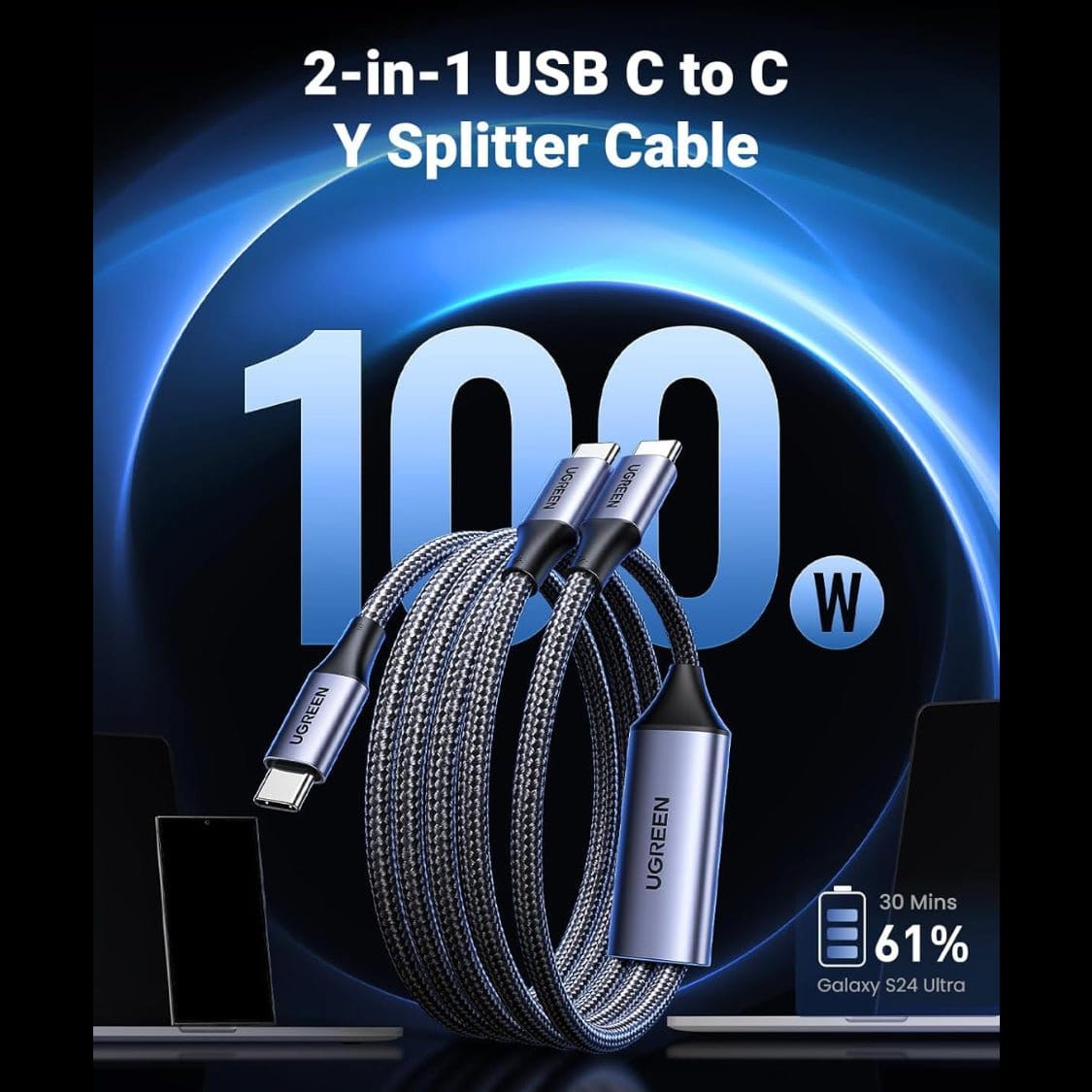 UGREEN 2-in-1 Universal 100W PD Fast Charging Cable (1.5 Meter) /35087 - متجر نصر