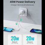 UGREEN Mobile Phone Accessories UGREEN 40W USB C Charger 2-Port USB-C Power Supply PD 3.0 Charger Double 20W | 10343