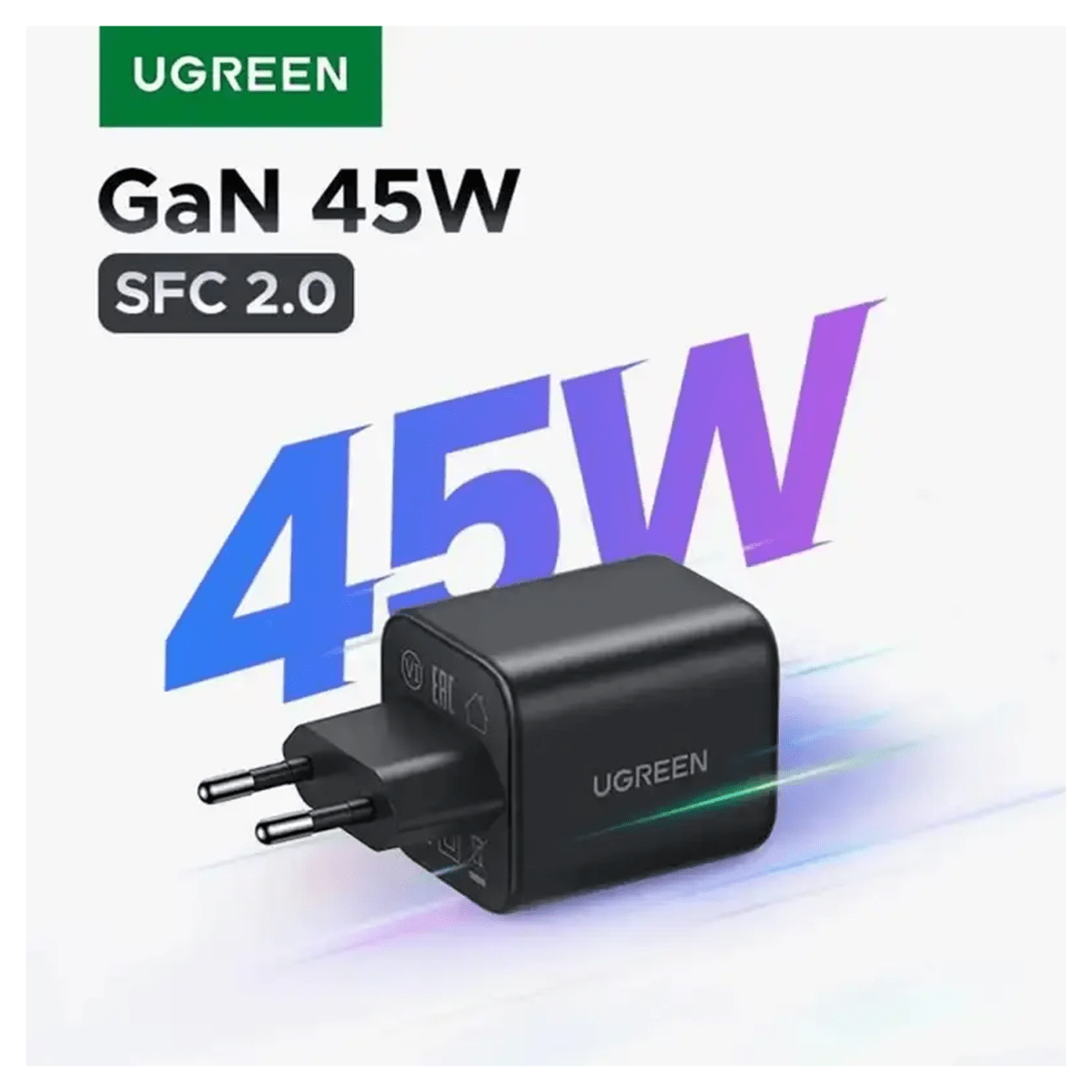 UGREEN 45W 2-Port GaN Fast Charger EU Black / X525 - 65057 - متجر نصر