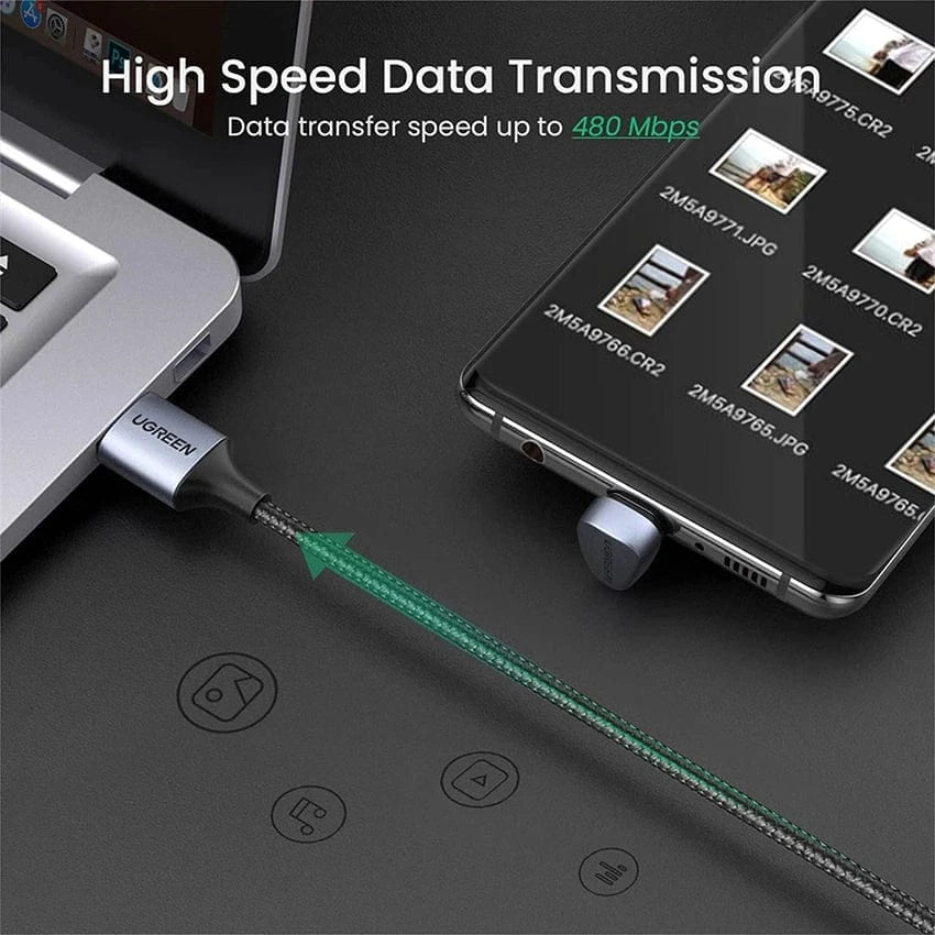 UGREEN Angled USB-C Male To USB2.0 A Male 3A Data Cable(180°Angle) / US311 - متجر نصر