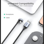 UGREEN Mobile Phone Accessories UGREEN Angled USB-C Male To USB2.0 A Male 3A Data Cable(180°Angle) / US311