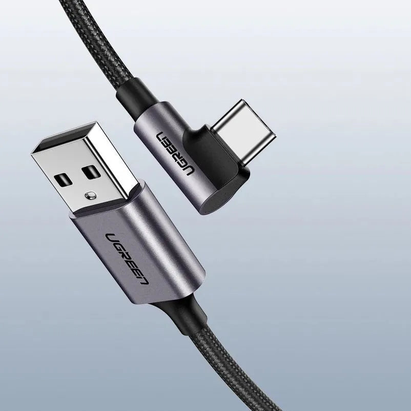 UGREEN Angled USB-C Male To USB2.0 A Male 3A Data Cable(90°Angle) (Black)| US284 - متجر نصر