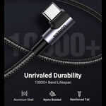 UGREEN Mobile Phone Accessories UGREEN Angled USB-C Male To USB2.0 A Male 3A Data Cable(90°Angle) (Black)| US284