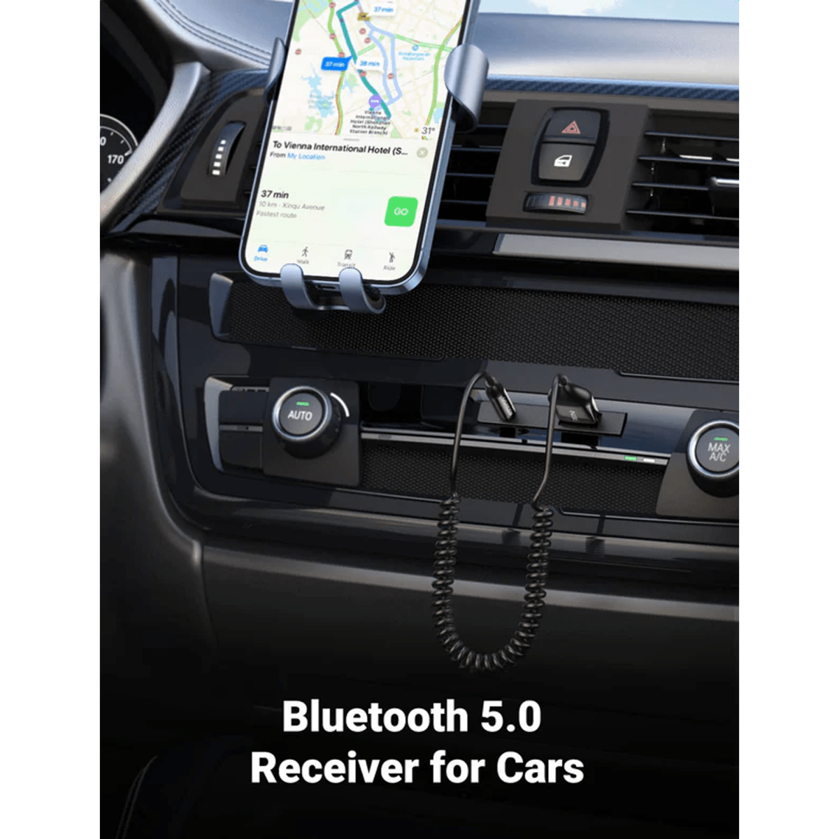 UGREEN Car Bluetooth 5.0 Receiver  Audio Adapter Black(5.0) / 70601 - متجر نصر