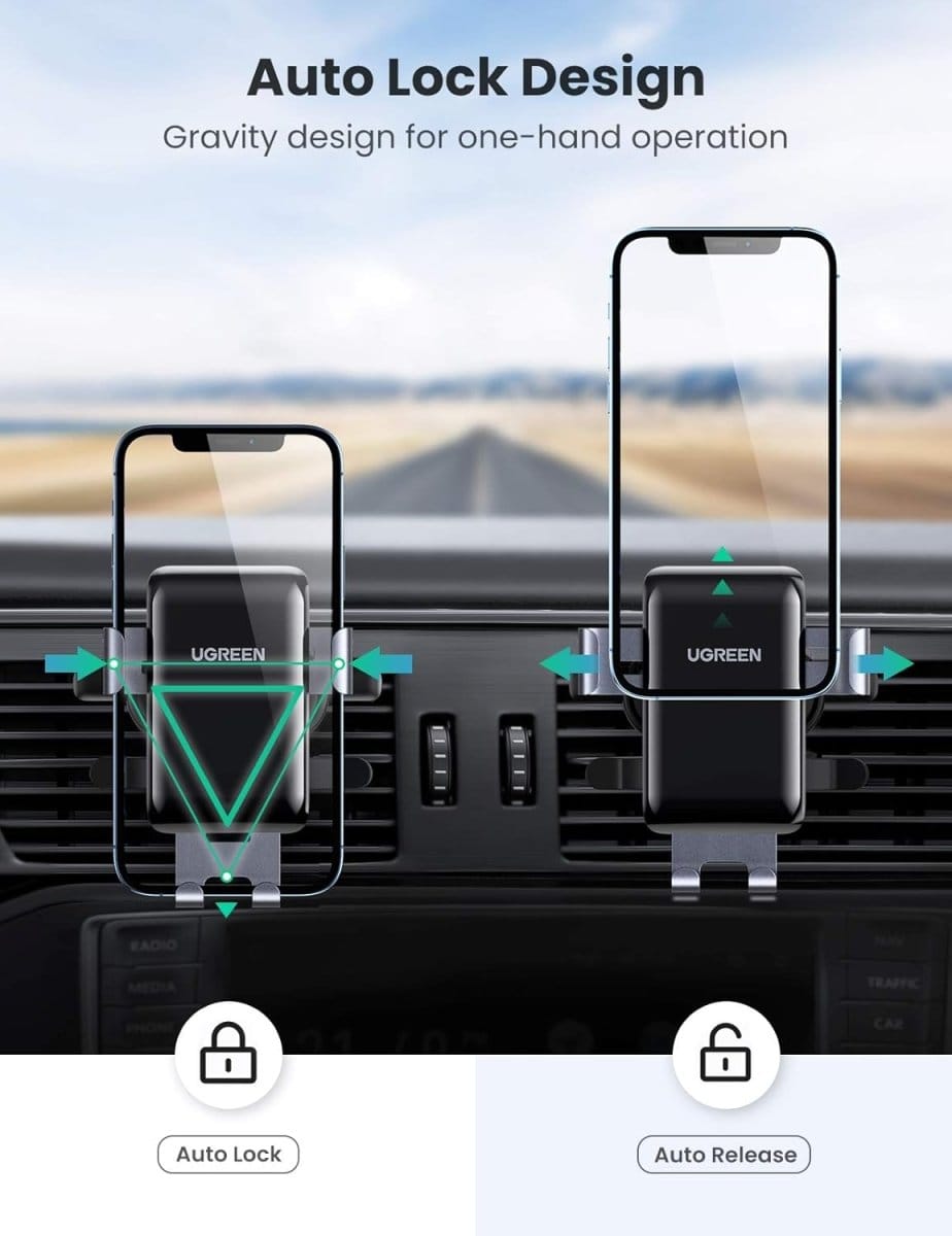 UGREEN Car Phone Holder ,Air Vent Gravity Mount / 30401 - متجر نصر