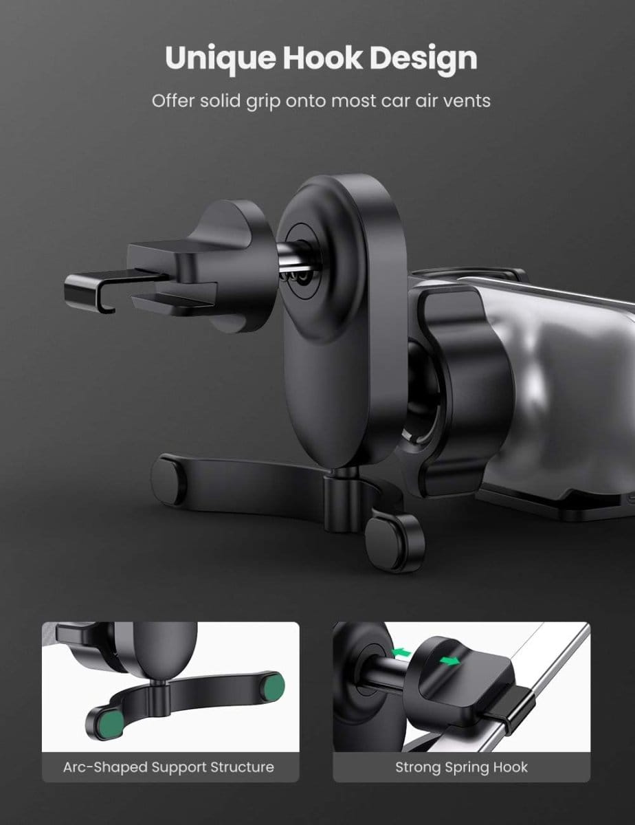 UGREEN Car Phone Mount Retractable Air Vent Gravity Cell Phone Holder Cradle with Hook /80871 - متجر نصر