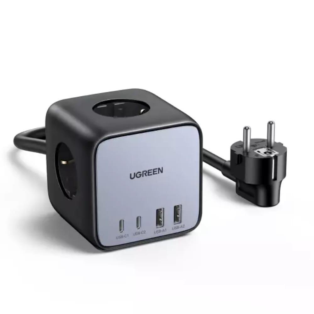 UGREEN DigiNest Cube Power Strip (3 AC Outlets + 65W 2A2C) EU Black | 60113 - متجر نصر