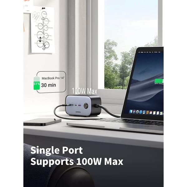 UGREEN DigiNest Pro Power Strip (2 AC Outlets+100W 3C1A) EU  USB C  GaN USB C Charger | 60167 - متجر نصر