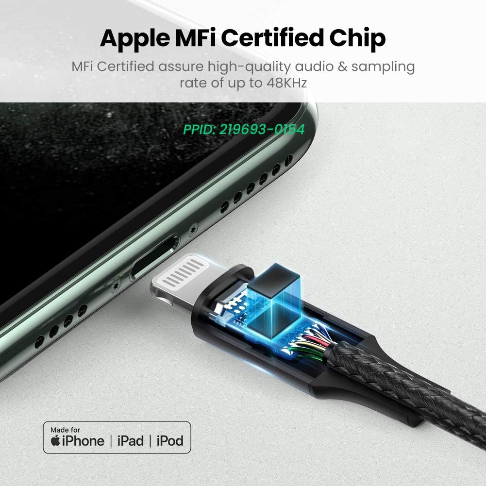 UGREEN Lightning to 3.5mm Male Aux Cable 1m Grey | 70509 - متجر نصر