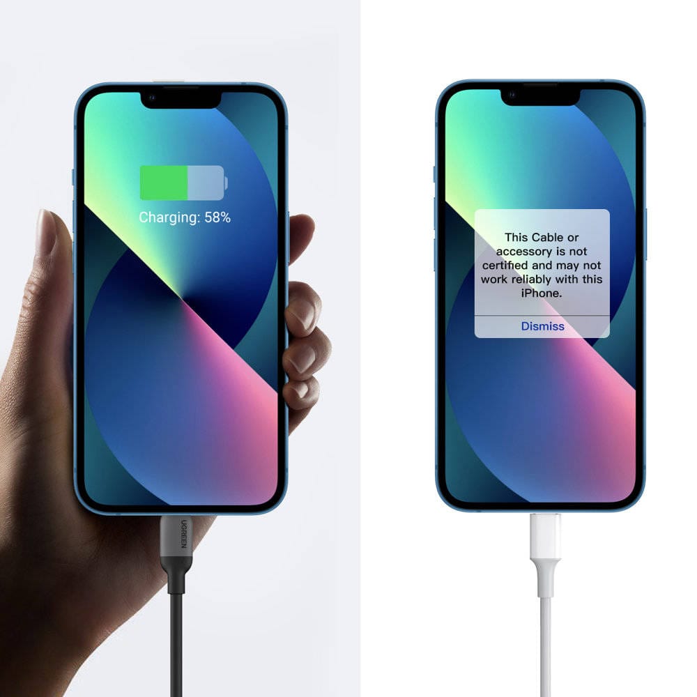 كابل شحن UGREEN Lightning إلى USB-C PD بطول 1 متر / 20304-20313-60625-20308 - متجر نصر