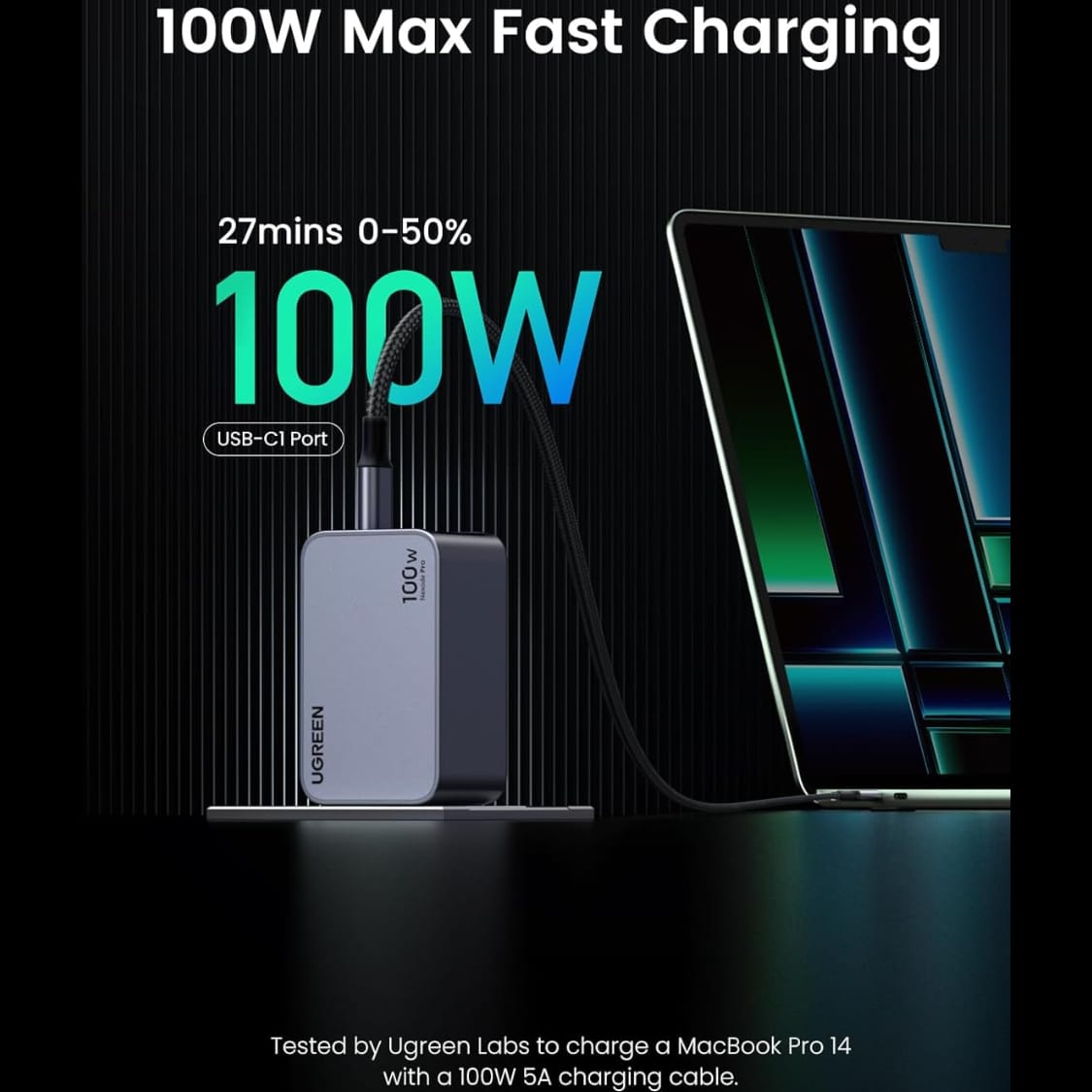 UGREEN Nexode Pro 100W USB C Charger, 3-Port GaN Compact Fast PPS Wall Charger | 25874 - متجر نصر