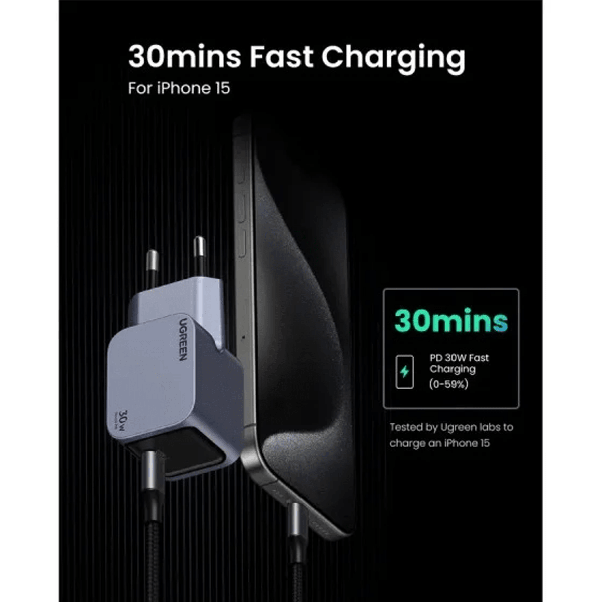 شاحن سريع Ugreen Nexode Pro بقوة 30 واط بمنفذ USB-C بتقنية GaN، إصدار الاتحاد الأوروبي / 35006 - متجر نصر