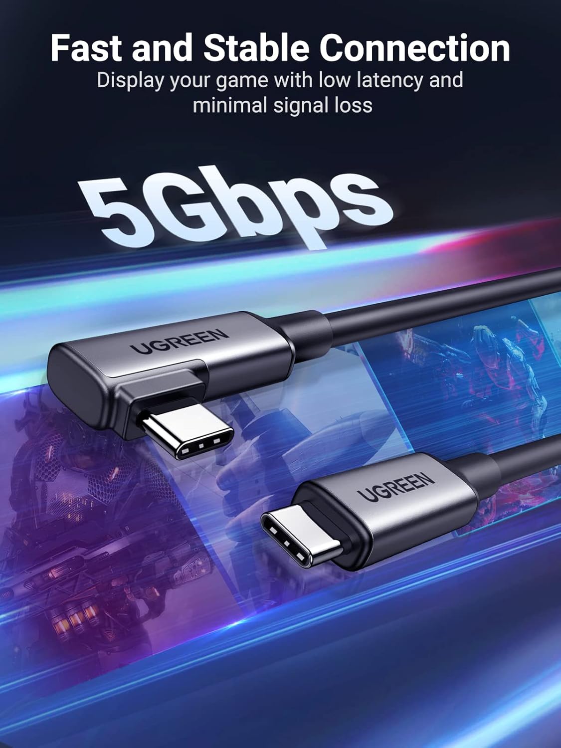 UGREEN Right Angle USB-C to USB-C VR Link Cable 5.00M | 90629 - متجر نصر