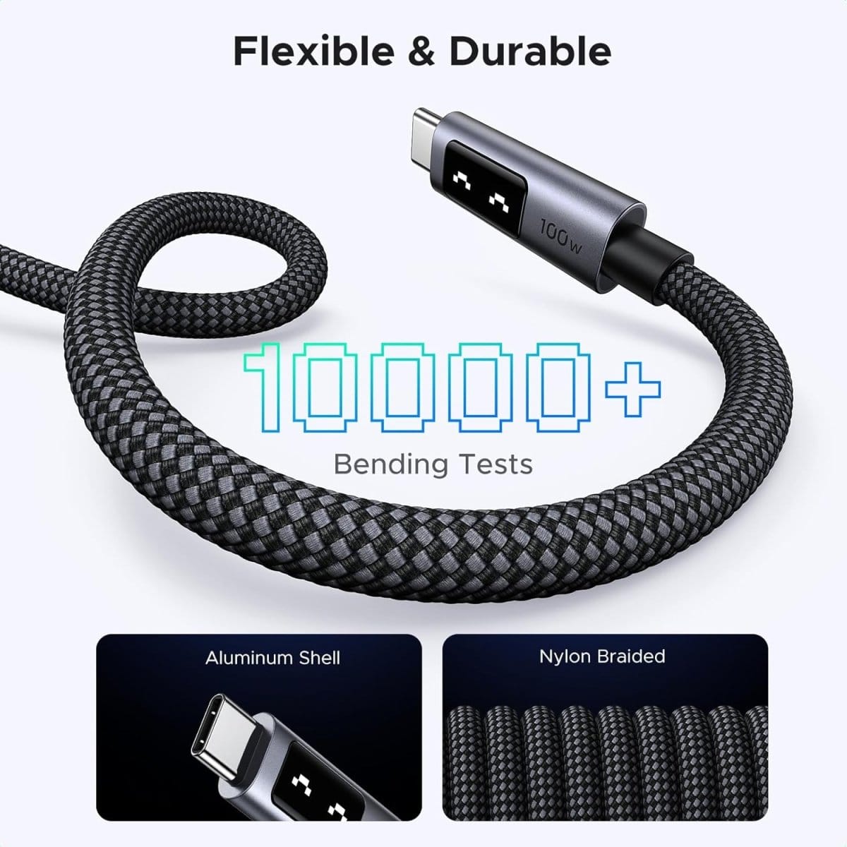 كابل شحن سريع UGREEN Uno USB-C إلى USB-C PD، 5 أمبير كحد أقصى 100 واط / L509 - متجر نصر