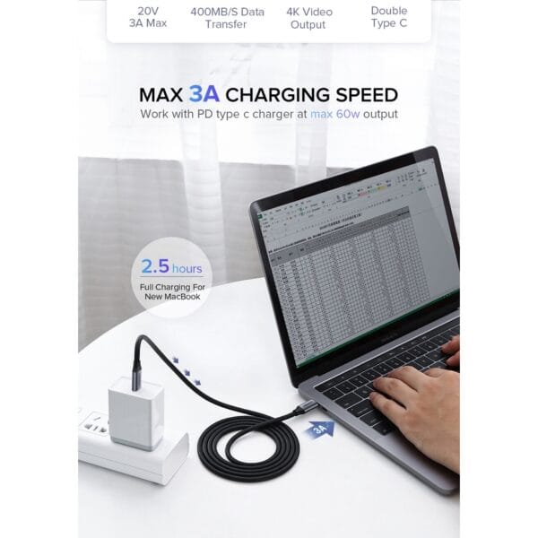 كيبل UGREEN USB 3.1 تايب سي ذكر إلى تايب سي ذكر 1.5 متر | 50751 - متجر نصر